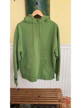 JanSport Green Pullover Hoodie Sweatshirt Large 55% Cotton 45% Polyester Front P